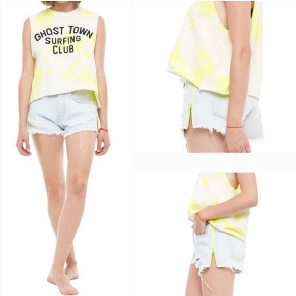 SANDRINE ROSE By Free People Women's Blue Side Zip Distressed Shorts Size 25 NWT - Picture 1 of 14